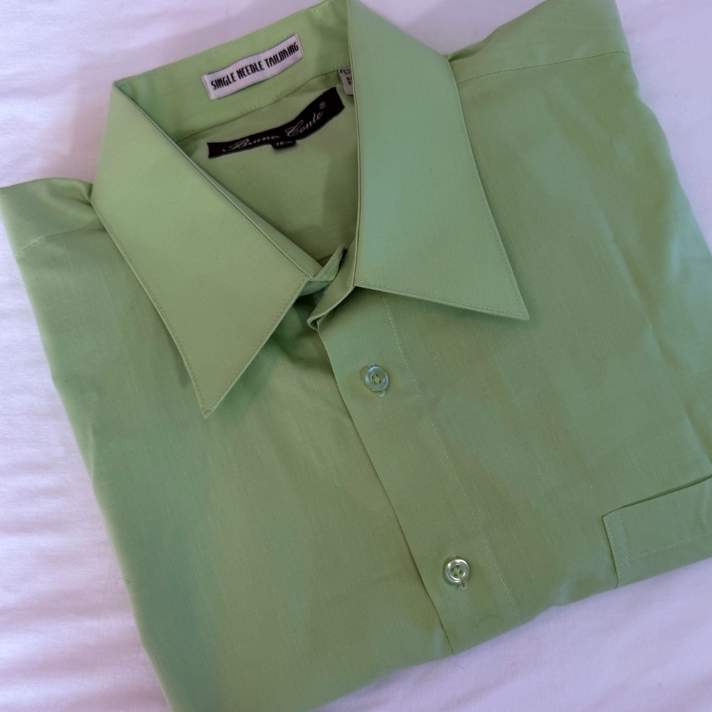 Bruno Conte button down shirt long sleeve green size 16.5